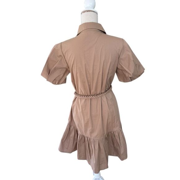 Kleid for Her Mini Puff Sleeve Shirt Dress Cotton S - Picture 2 of 5